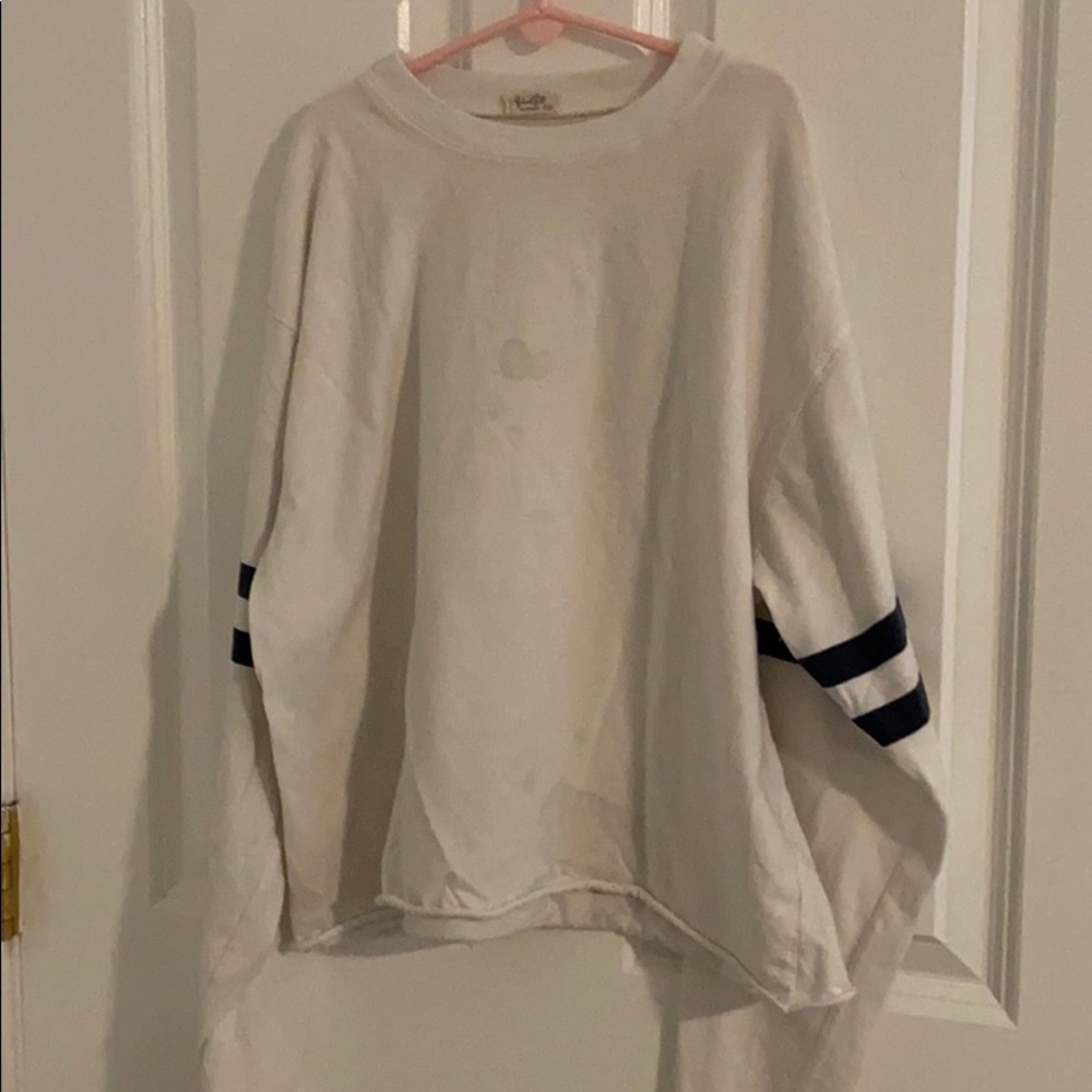 white shirt with blue stripes